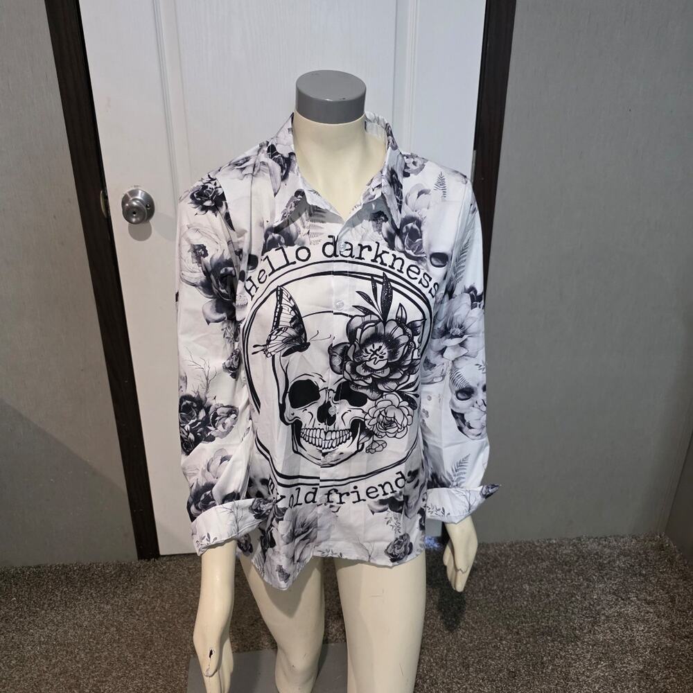 Hello darkness my old friend button down long-sleeve shirt